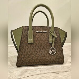 Michael Kors Sage Green and Brown Satchel